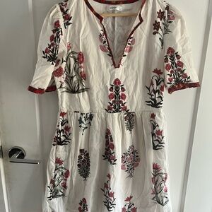 White Dress with Red Floral Design
